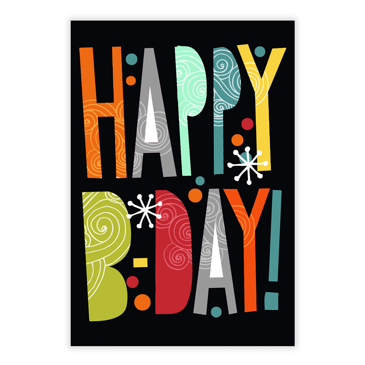 Happy BDay Colored Letters Personalized Birthday Card front image number 2