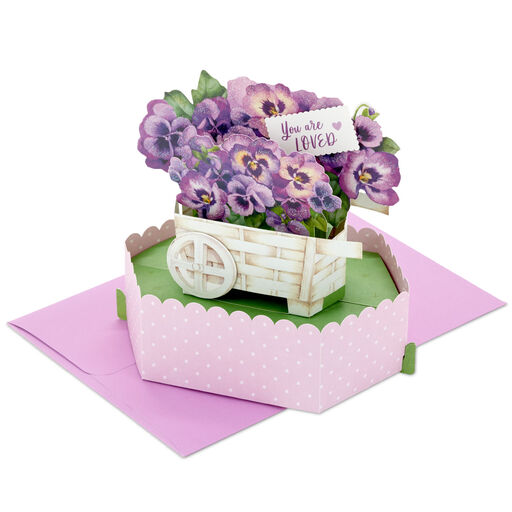 You Are Loved Purple Pansy 3D Pop-Up Love Card, 