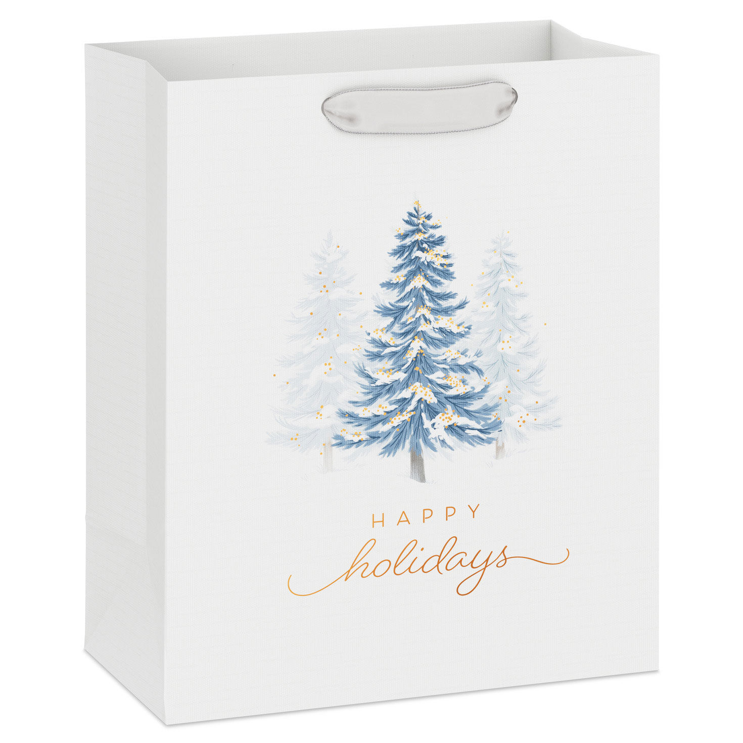 9.6" Snowy Trees on White Medium Christmas Gift Bag