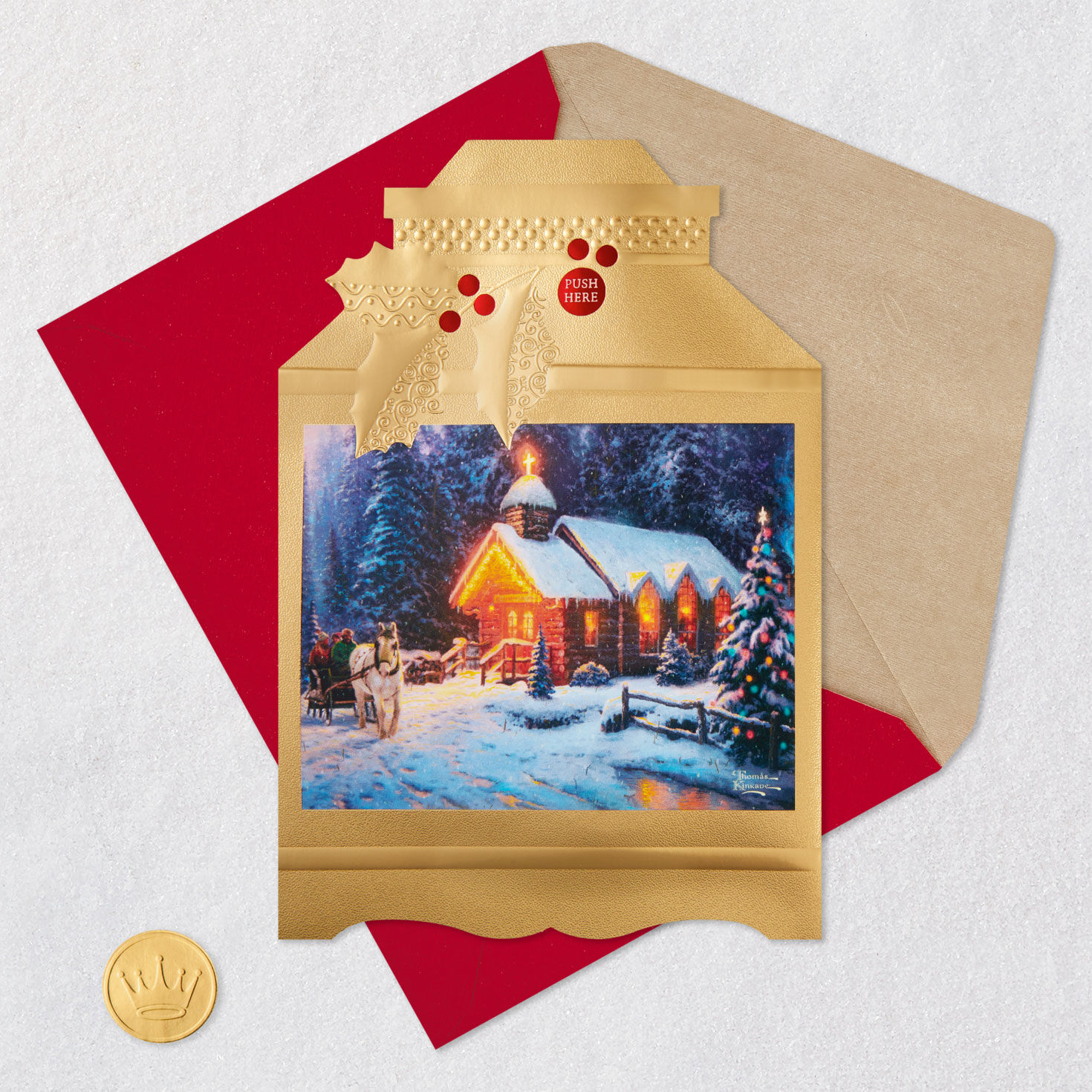 Thomas Kinkade O Holy Night Chapel Musical Christmas Card With Light for only USD 9.59 | Hallmark