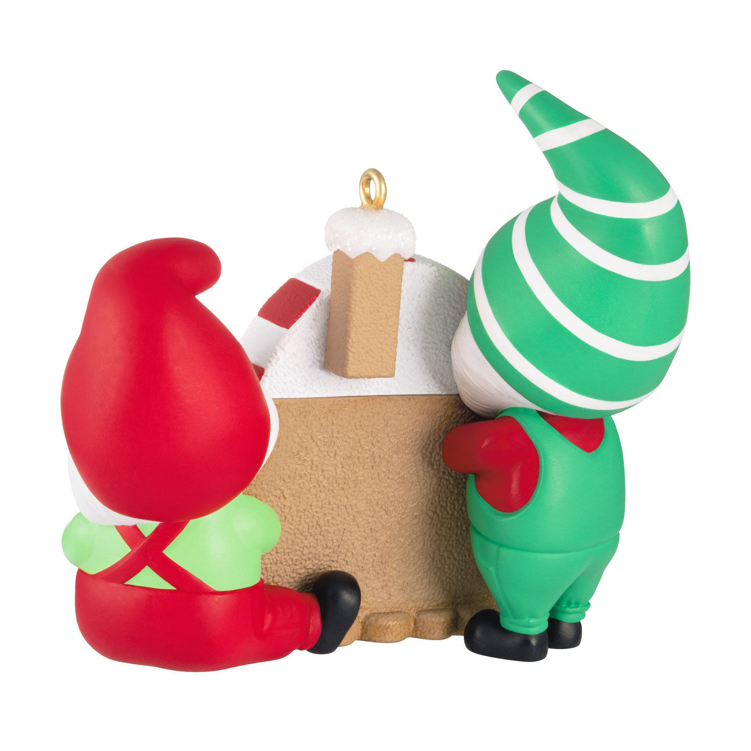 Gnomes With Gingerbread House Keepsake Ornament Back image number 6