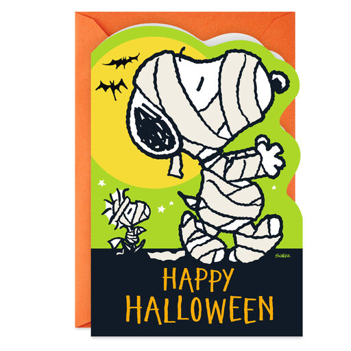 Peanuts® Mummy Snoopy and Woodstock Halloween Card, 