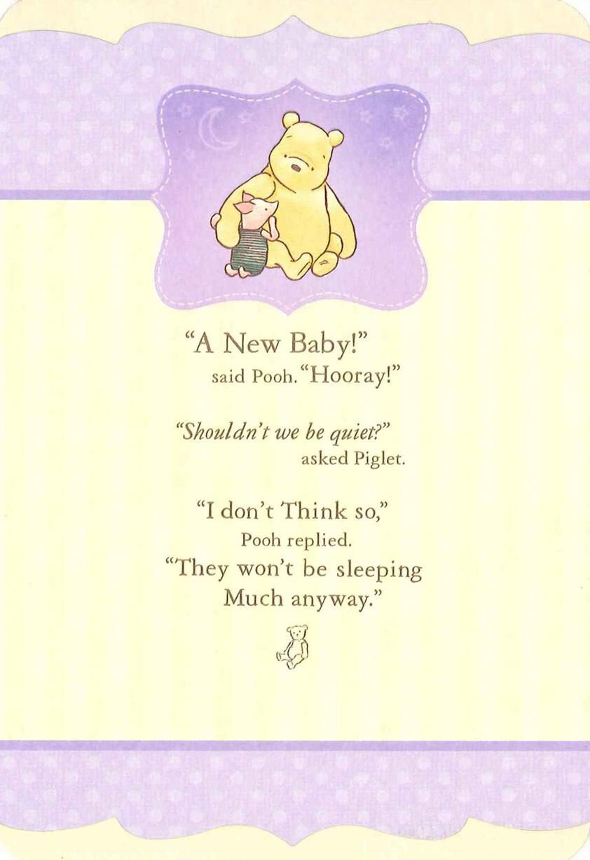 Winnie the Pooh and Piglet New Baby Card