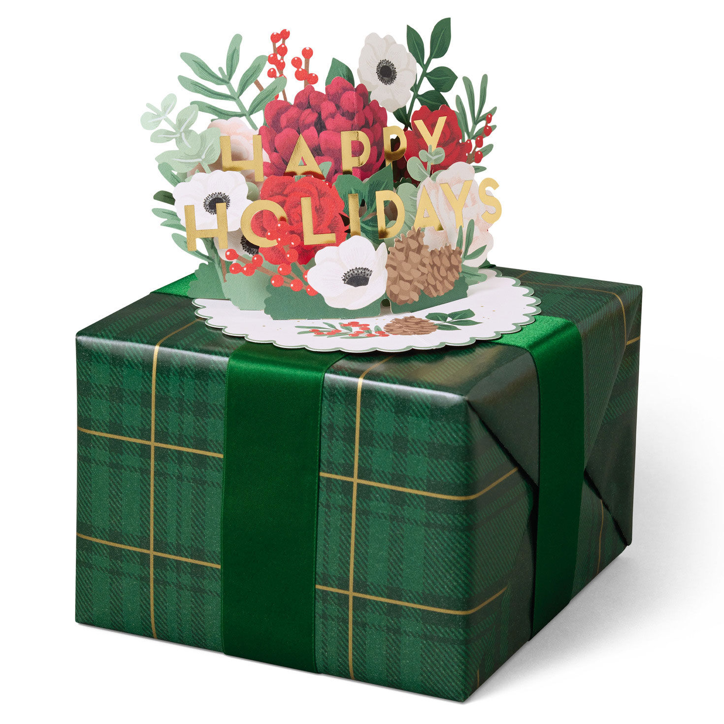 Red and Green Floral Holiday Gift Wrap Accessory in use image number 2