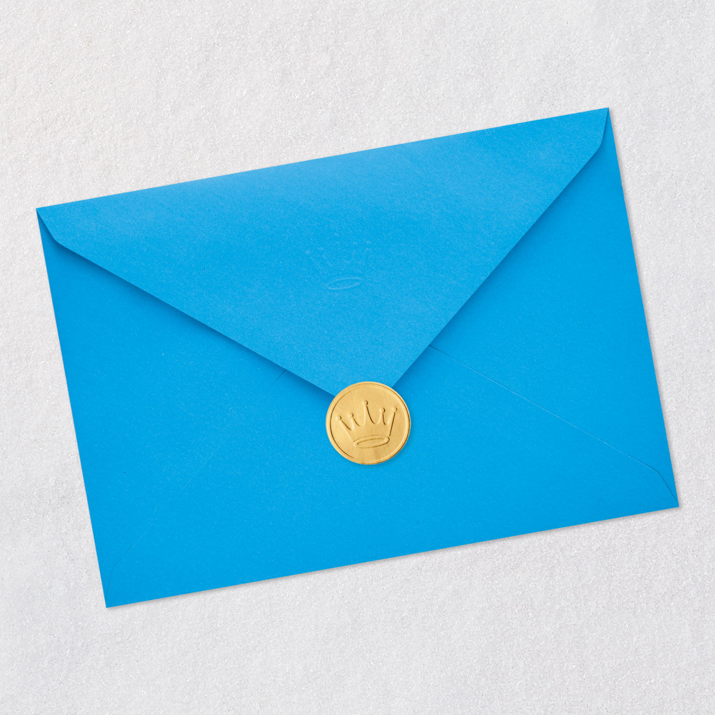 Gold Stars on Blue Christmas Card Envelope Back with Seal image number 9