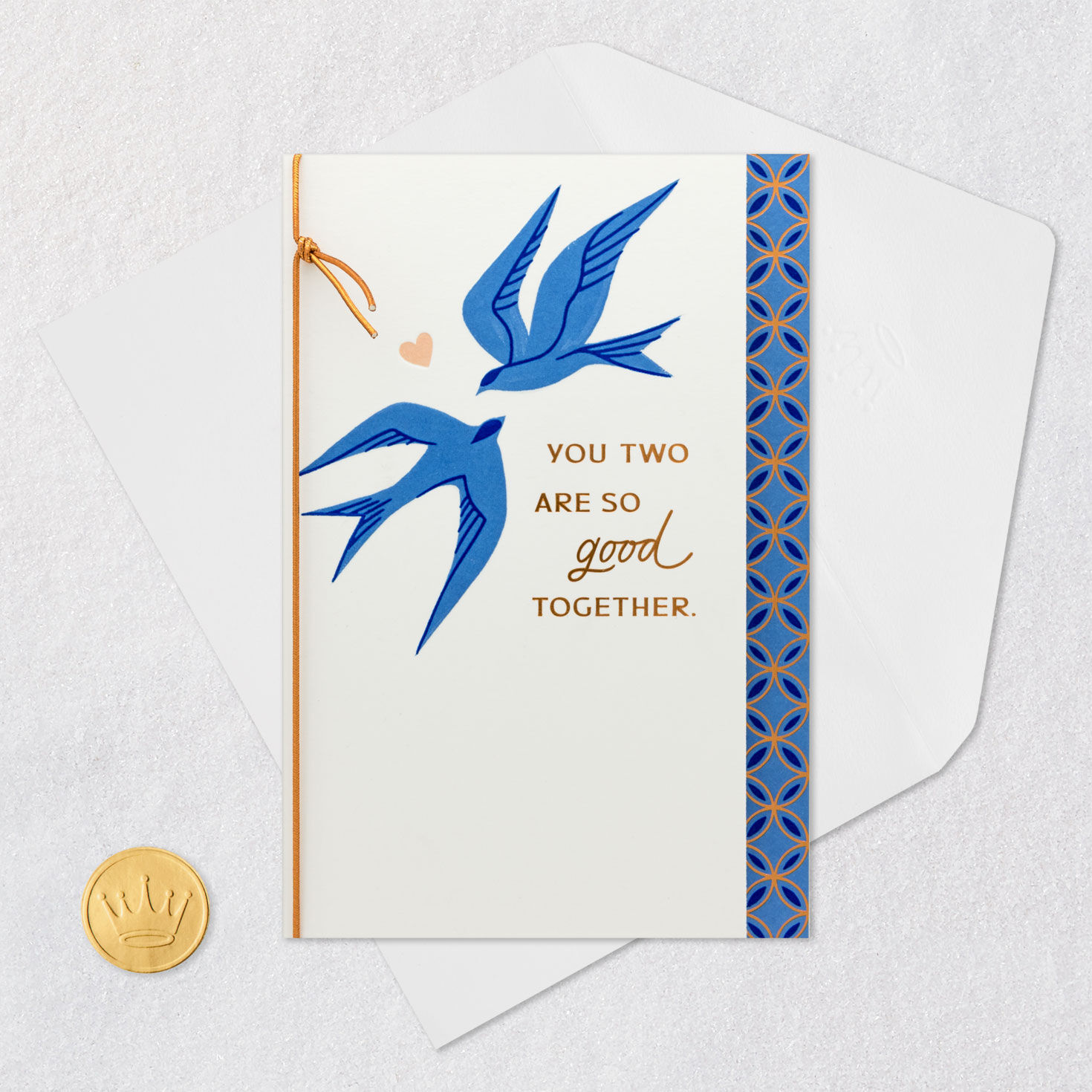 Blue Love Birds Couple Anniversary Card Card Front with Envelope and Gold Seal image number 5