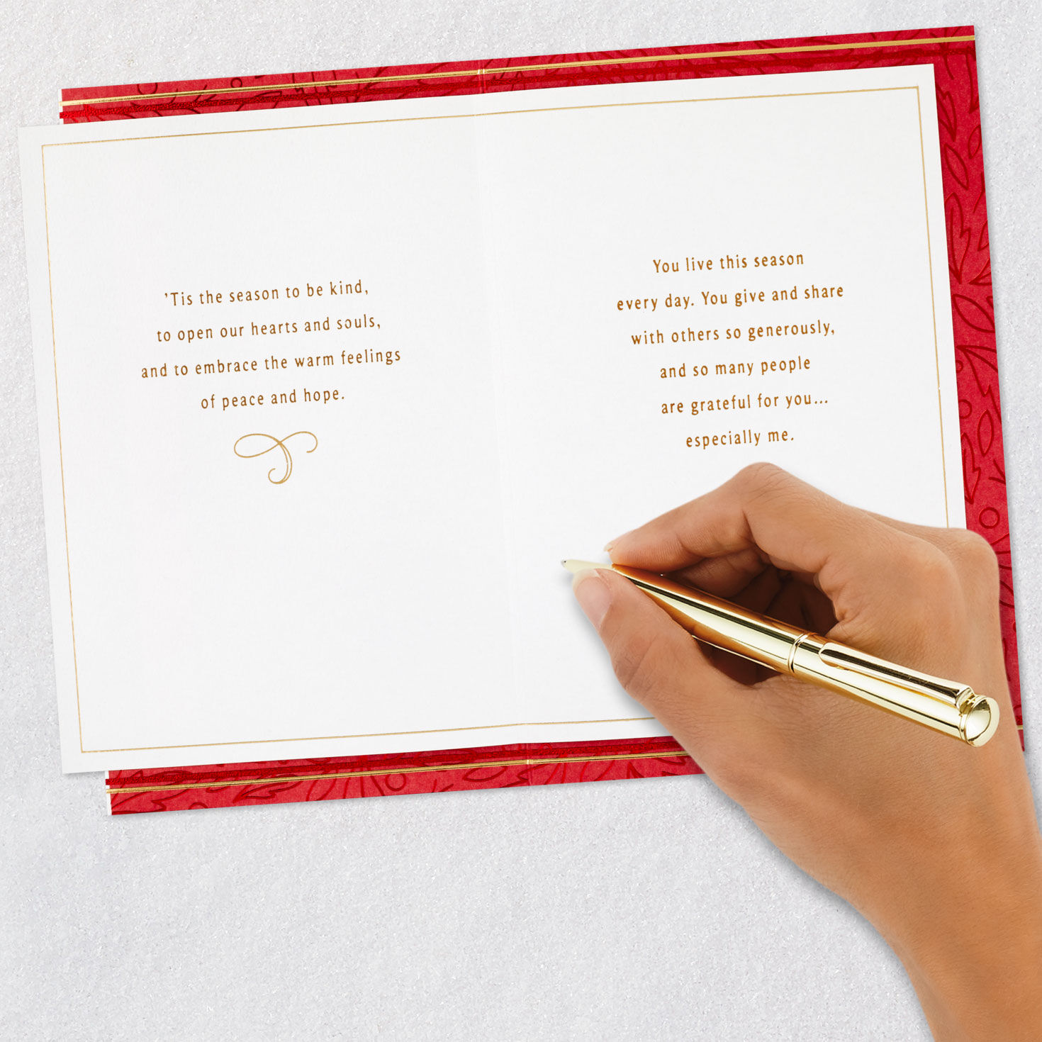 Gold and Red Holiday Card signing card image number 7