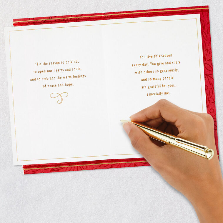 Gold and Red Holiday Card signing card image number 7