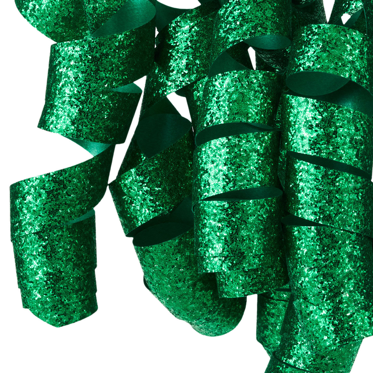Sparkly Green Cascading Ribbon Holiday Gift Bow upclose view image number 4