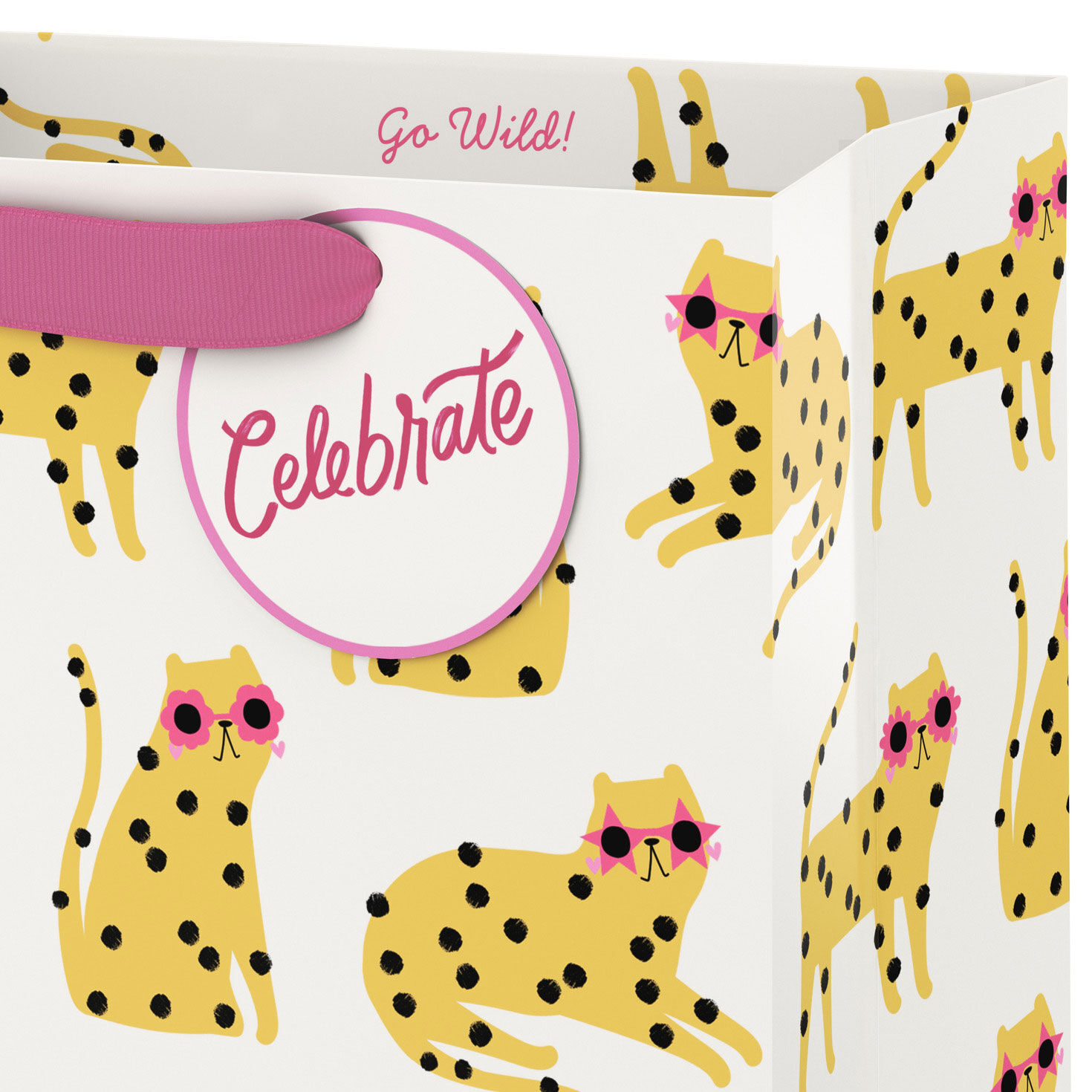Polka-Dot Cats Wearing Sunnies Medium Gift Bag Handle Detail image number 4