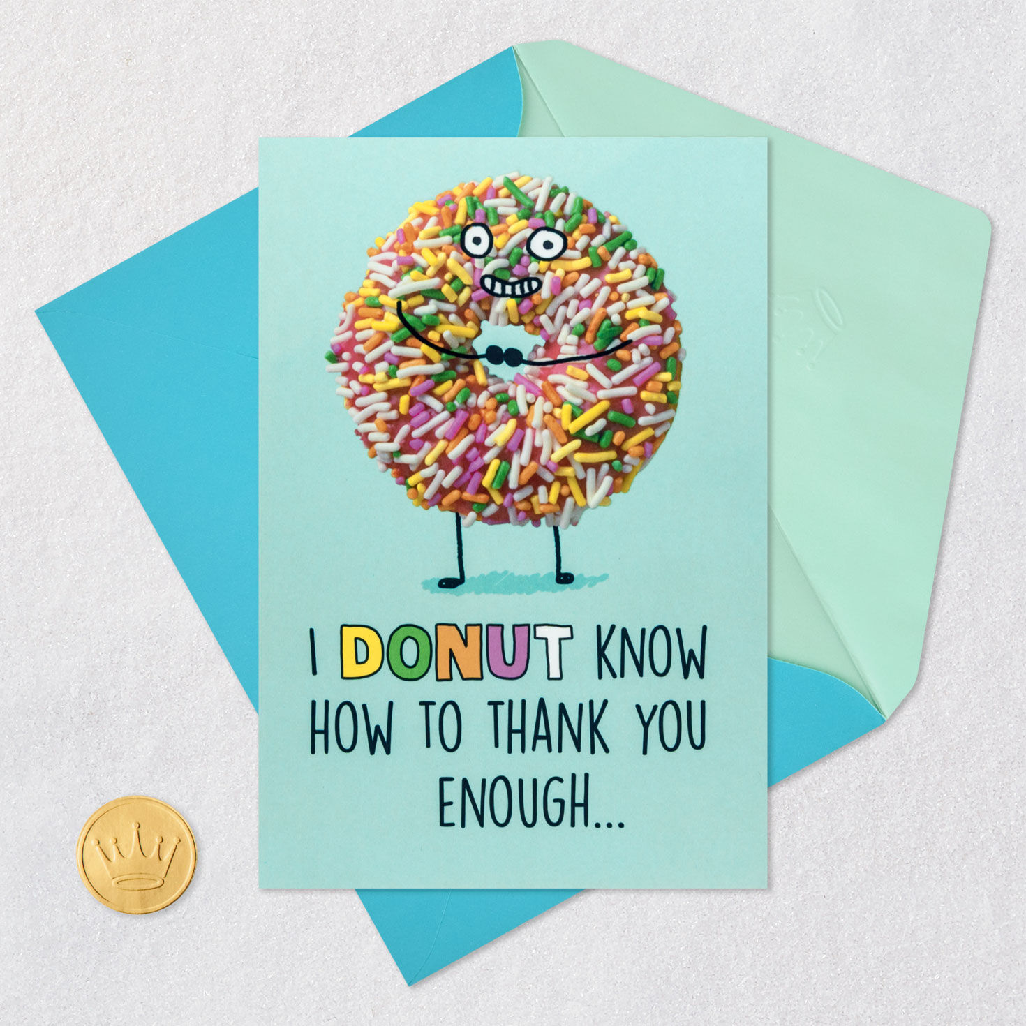 Donut Pop-Up Thank You Card Card Front with Envelope and Gold Seal image number 5