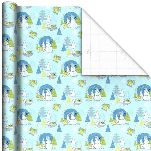 Star Wars: The Mandalorian™ Grogu™ Snow Fun Christmas Wrapping Paper, 25 sq. ft., 
