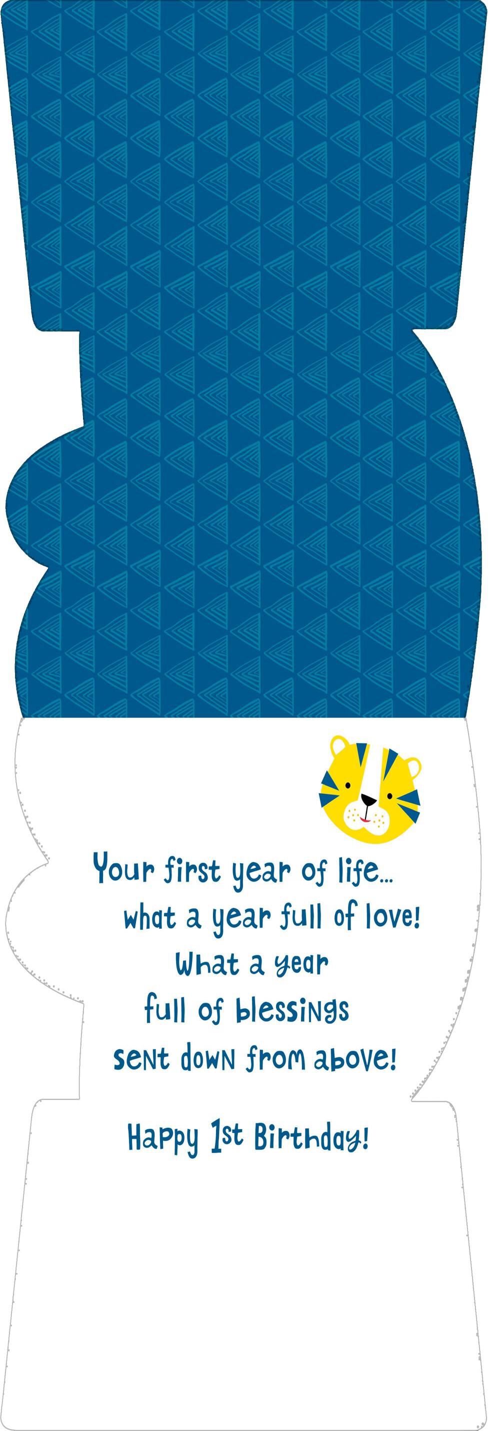 Tiger With Balloon First Birthday Card