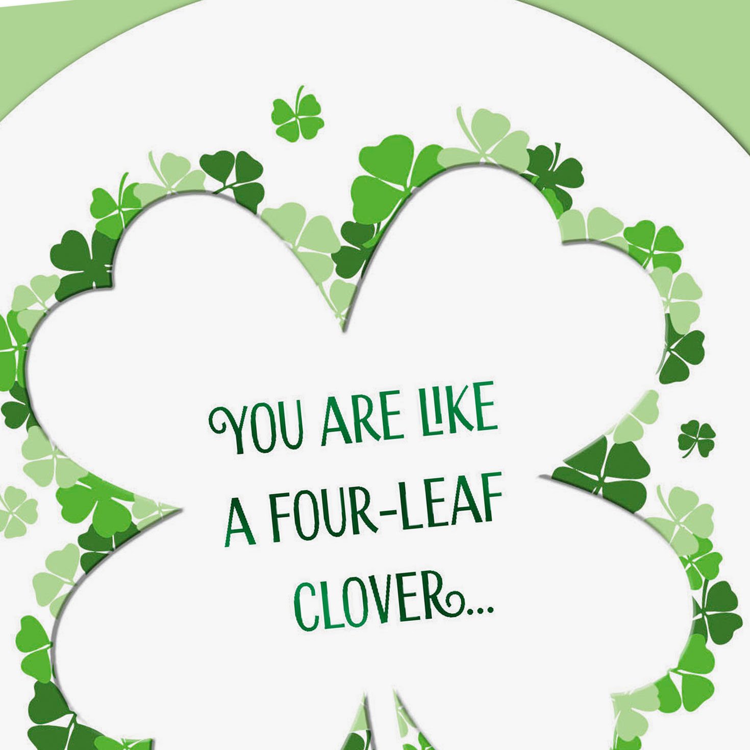 Shamrock of 4-Leaf Clovers St. Patrick's Day Card Card Front Detail image number 4
