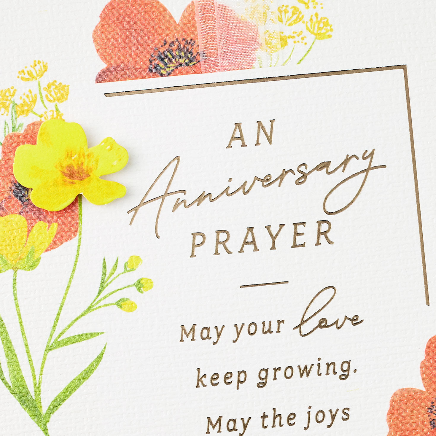 Red, Yellow and Blue Flowers Religious Anniversary Card Card Front Detail image number 4