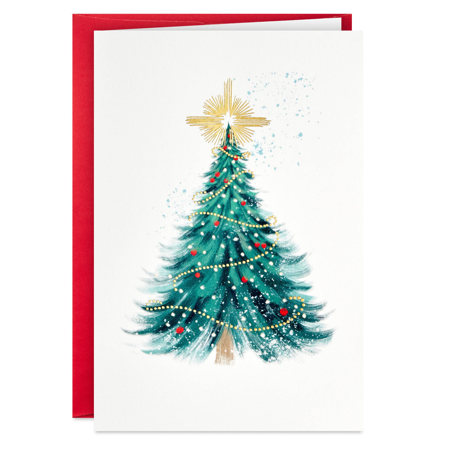 Elegant Evergreen With Star Packaged Christmas Cards, Set of 5, , large image number 2