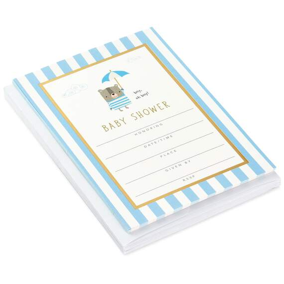 Boy Oh Boy Blue Baby Shower Invitations, Pack of 10