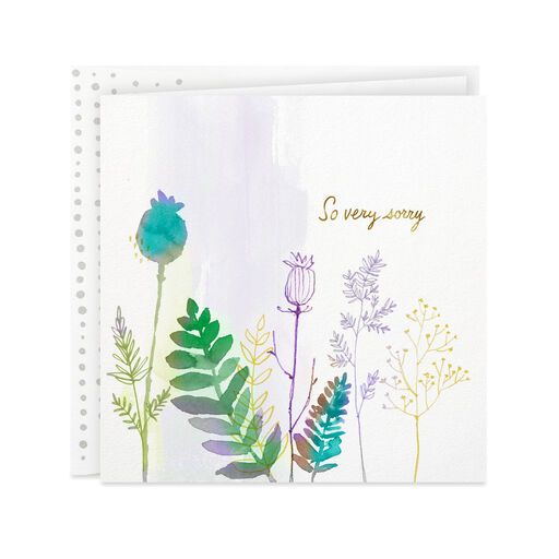 Watercolor Thistles and Ferns Sympathy Card, 