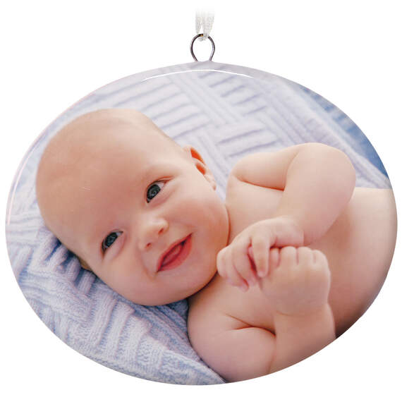 1-Sided Oval Ceramic Photo Ornament