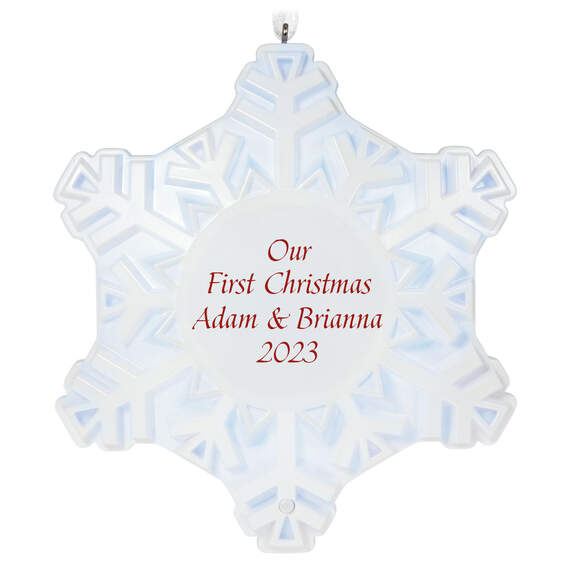 Magic Sparkling Snowflake Script Text Personalized Ornament With Light, , large image number 1