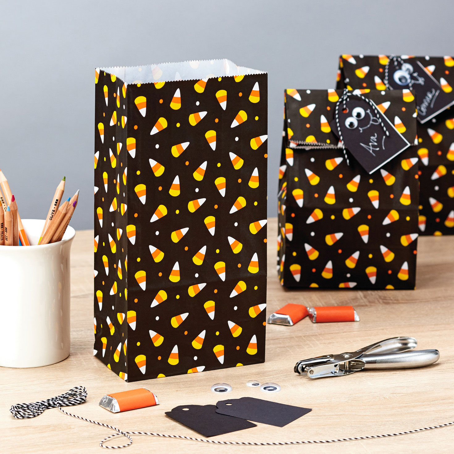 Candy Corn Halloween Paper Goodie Bags, Pack of 30, , large image number 2