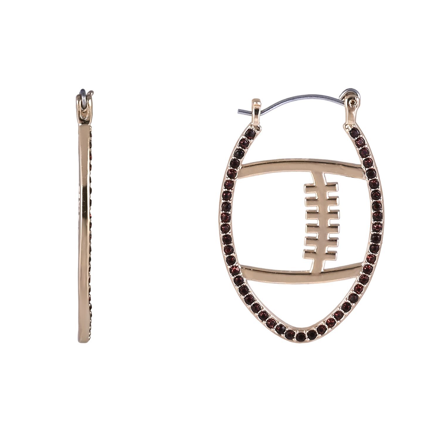 Game Day Stone Football Hoop Earrings front and side image number 2