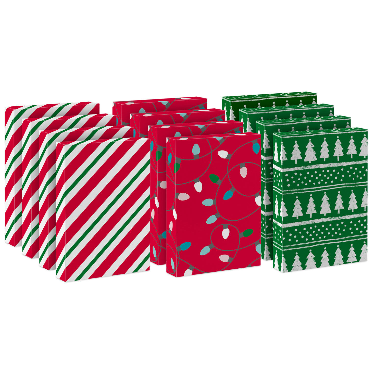 Colorful Christmas 12-Pack Assorted Medium Gift Box Bundle