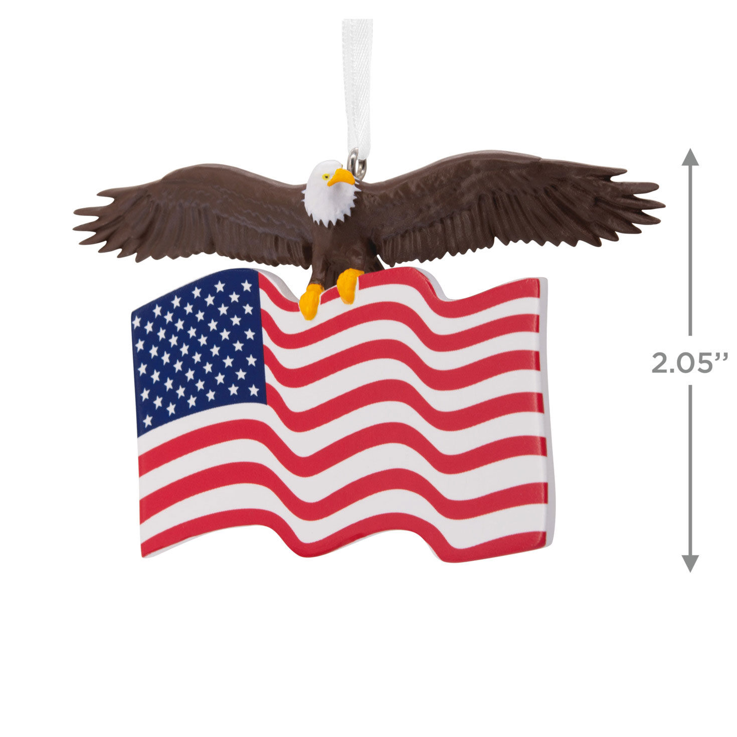Bald Eagle and Flag Christmas Ornament measurement image number 3