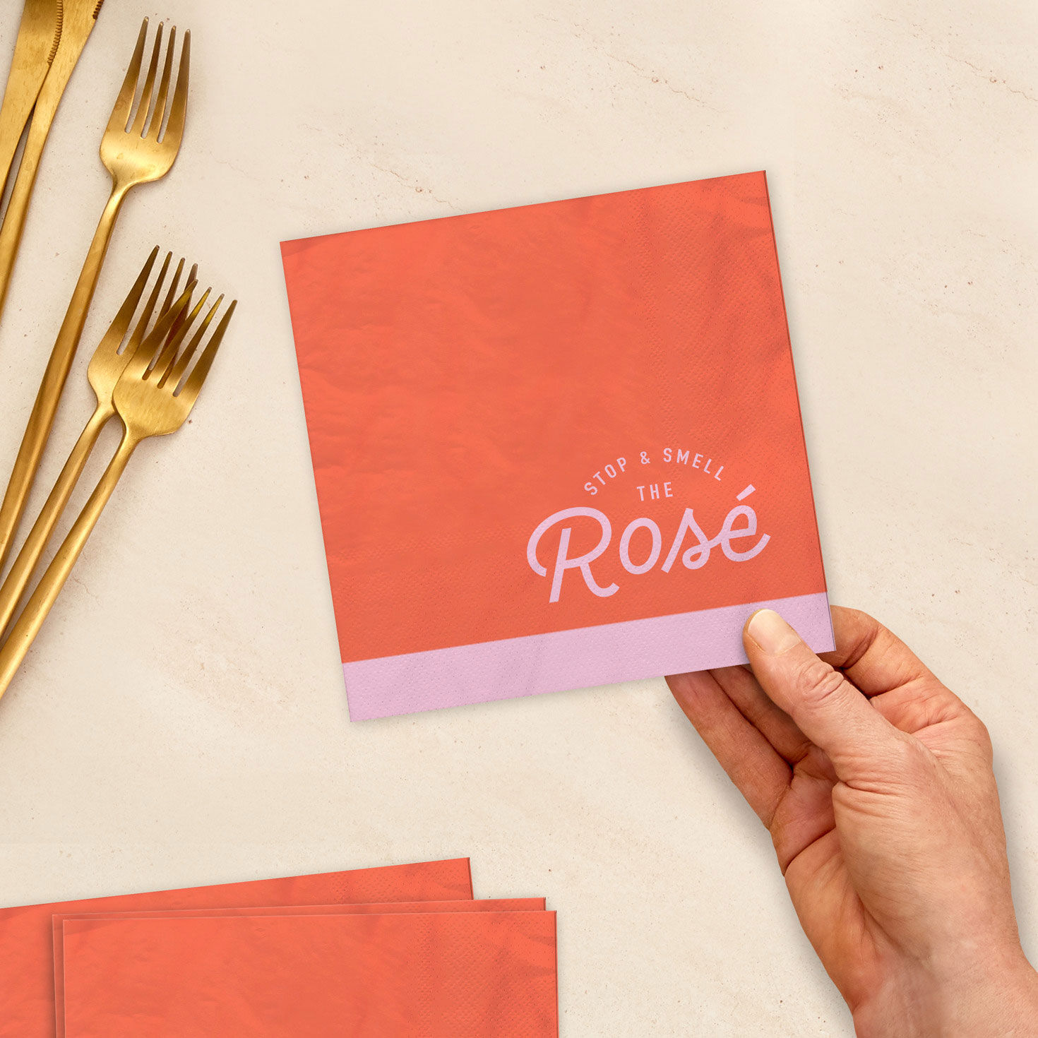 Orange and Pink Cocktail Napkins  image number 2
