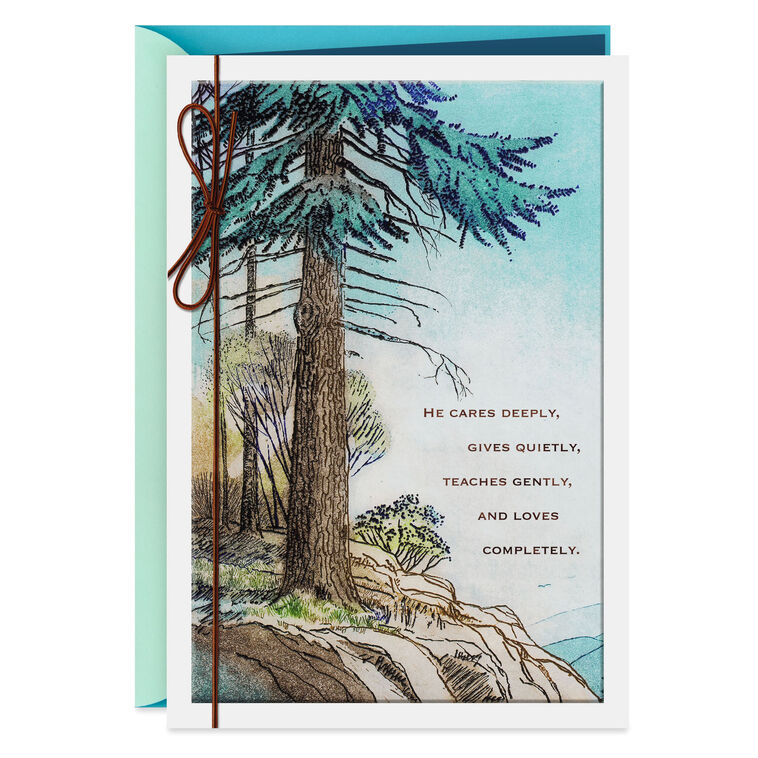 Pine Tree Landscape Scene Birthday Card for Dad