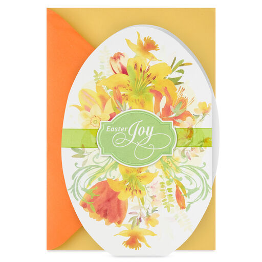 Joyful Thanks Floral Egg Easter Card for Family, 
