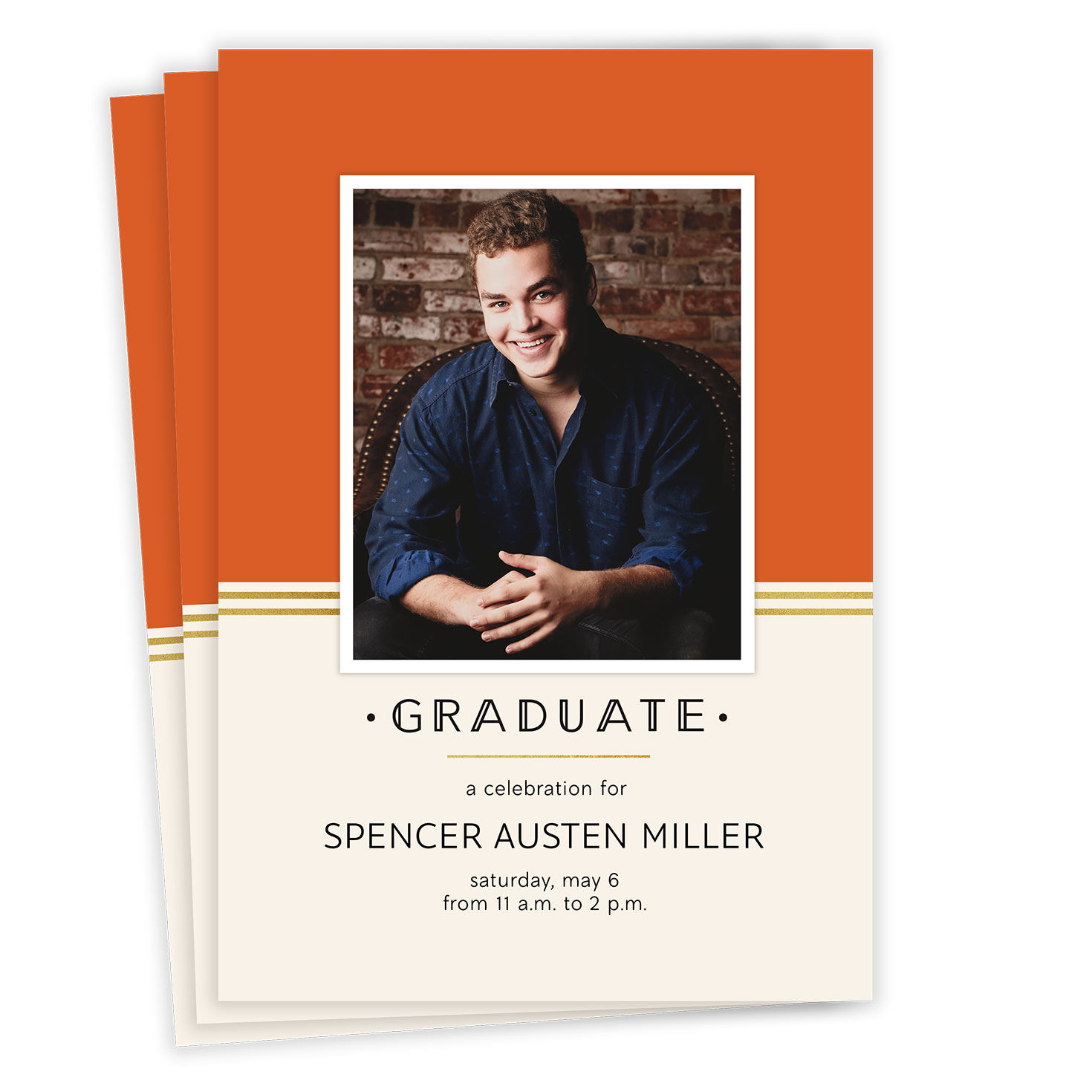 Orange Art Deco Personalized Graduation Invitation  image number 1