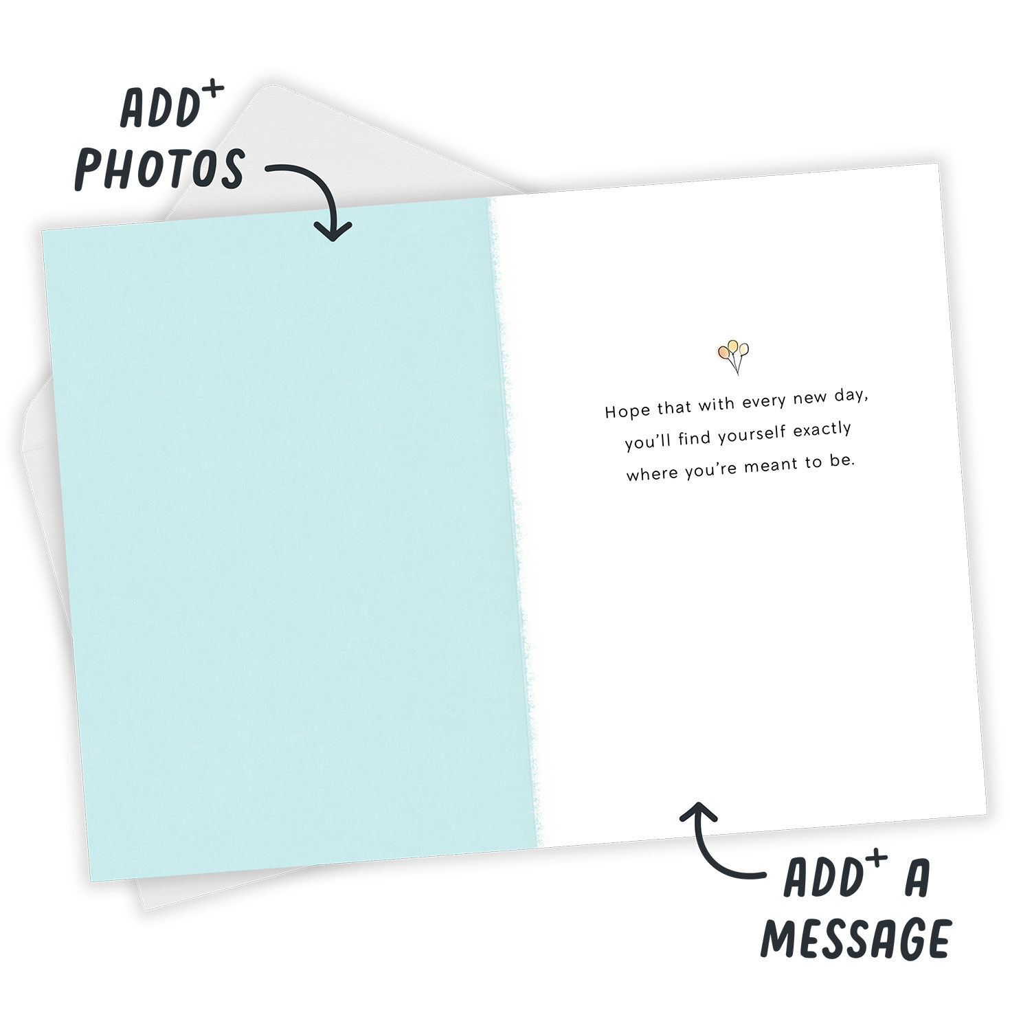 Paris Icons Personalized Encouragement Card Open Card with Envelope indicating personalization image number 3