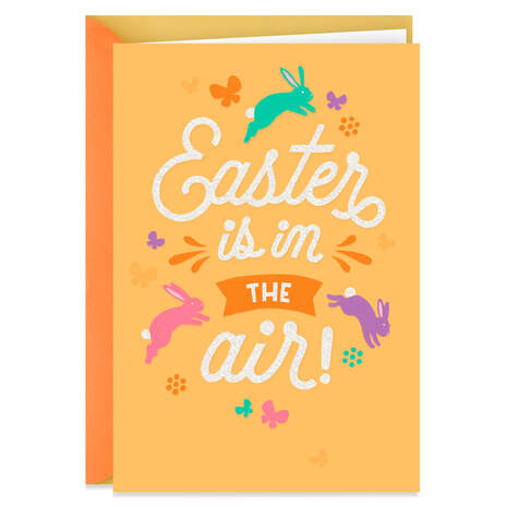 Hopping Bunnies Easter Is in the Air Easter Card, , large