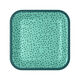 Aqua With Green Dots Square Dessert Plates, Set of 8