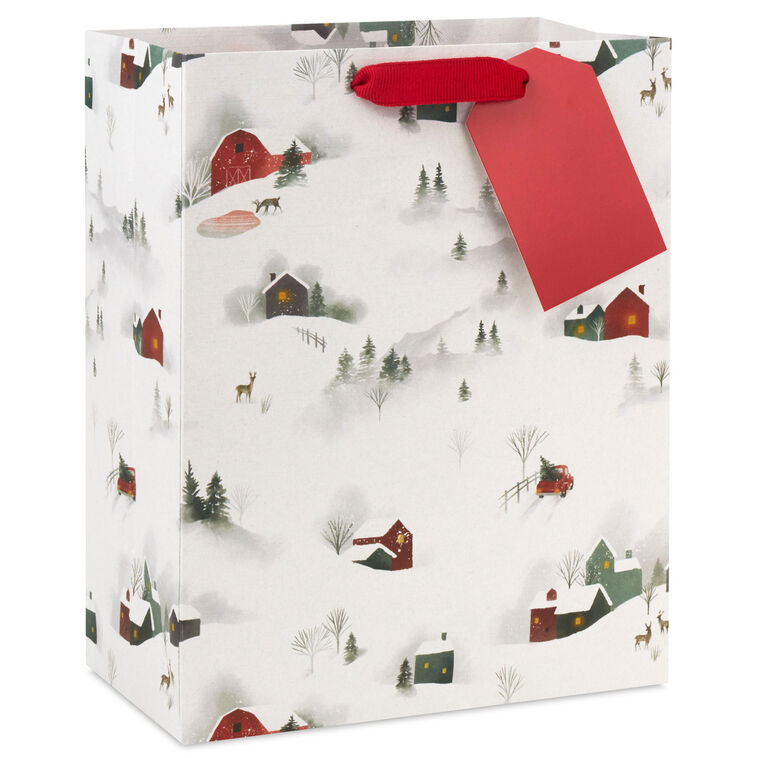 9.6" Snowy Country Scenes Medium Holiday Gift Bag