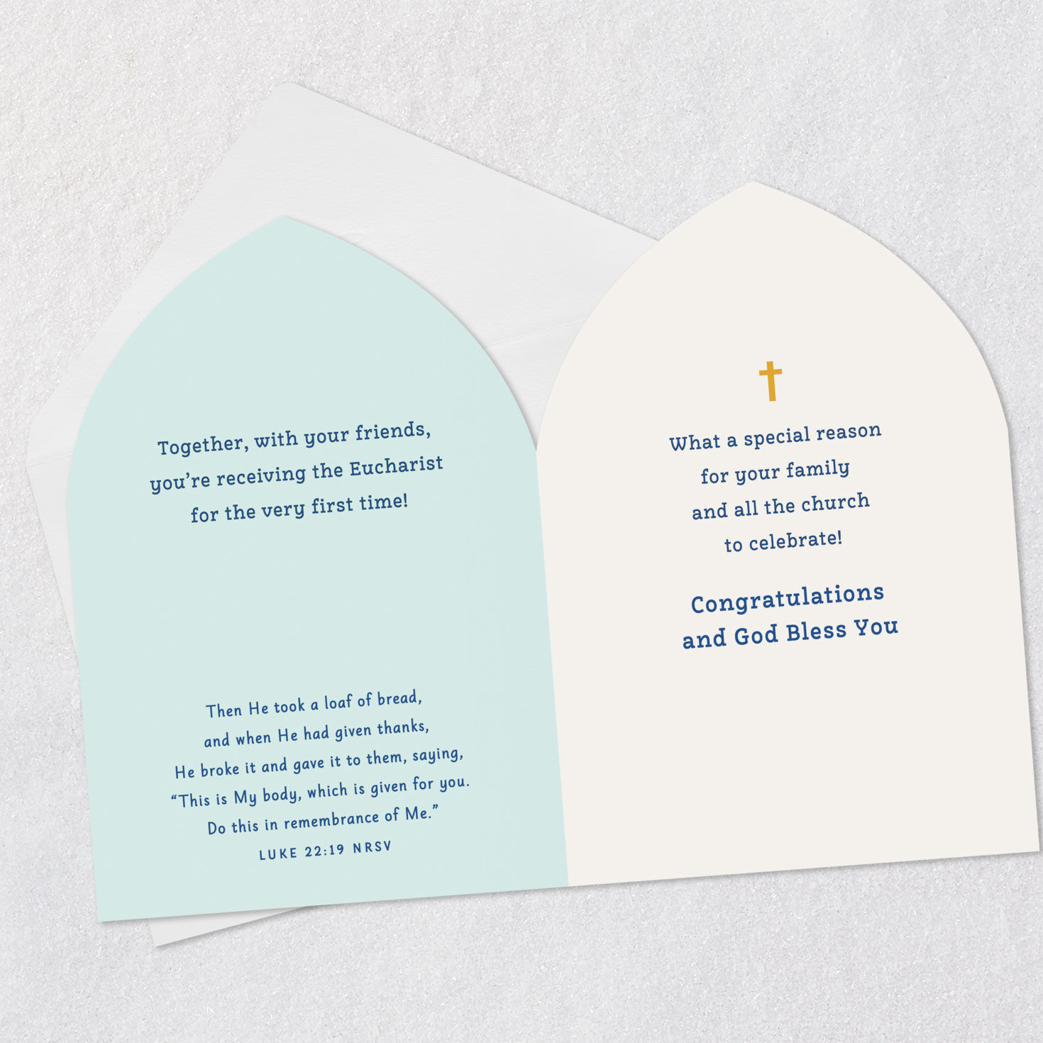 Chalice on Stained Glass First Communion Card Open card with envelope image number 4