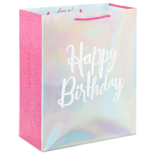 13" Happy Birthday Iridescent Gift Bag, 