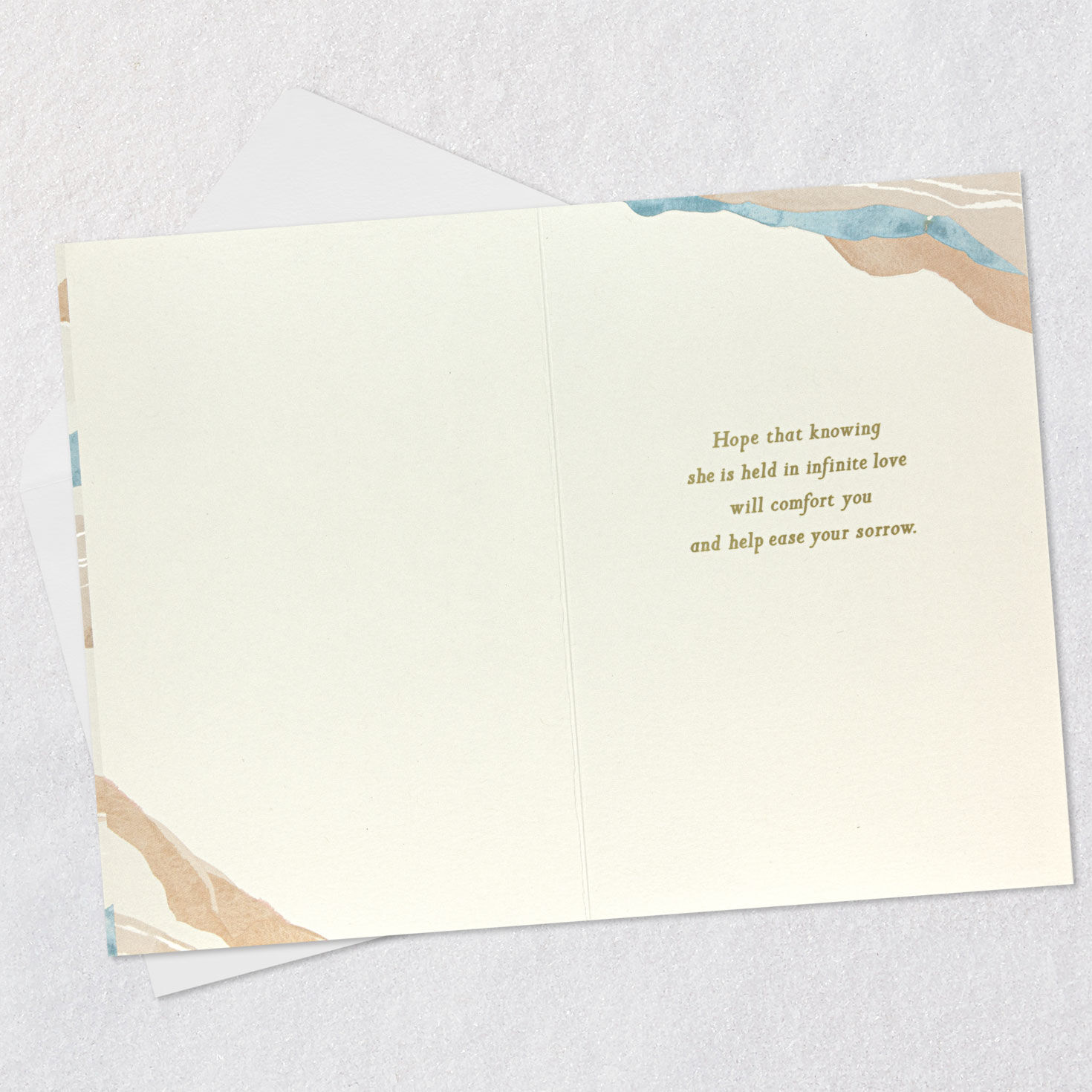 Pink and Blue Watercolor Wife Sympathy Card Open card with envelope image number 3