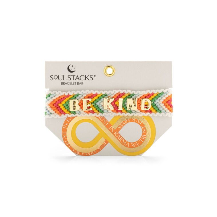 Multicolor Woven Bracelet With Be Kind Charms  image number 2