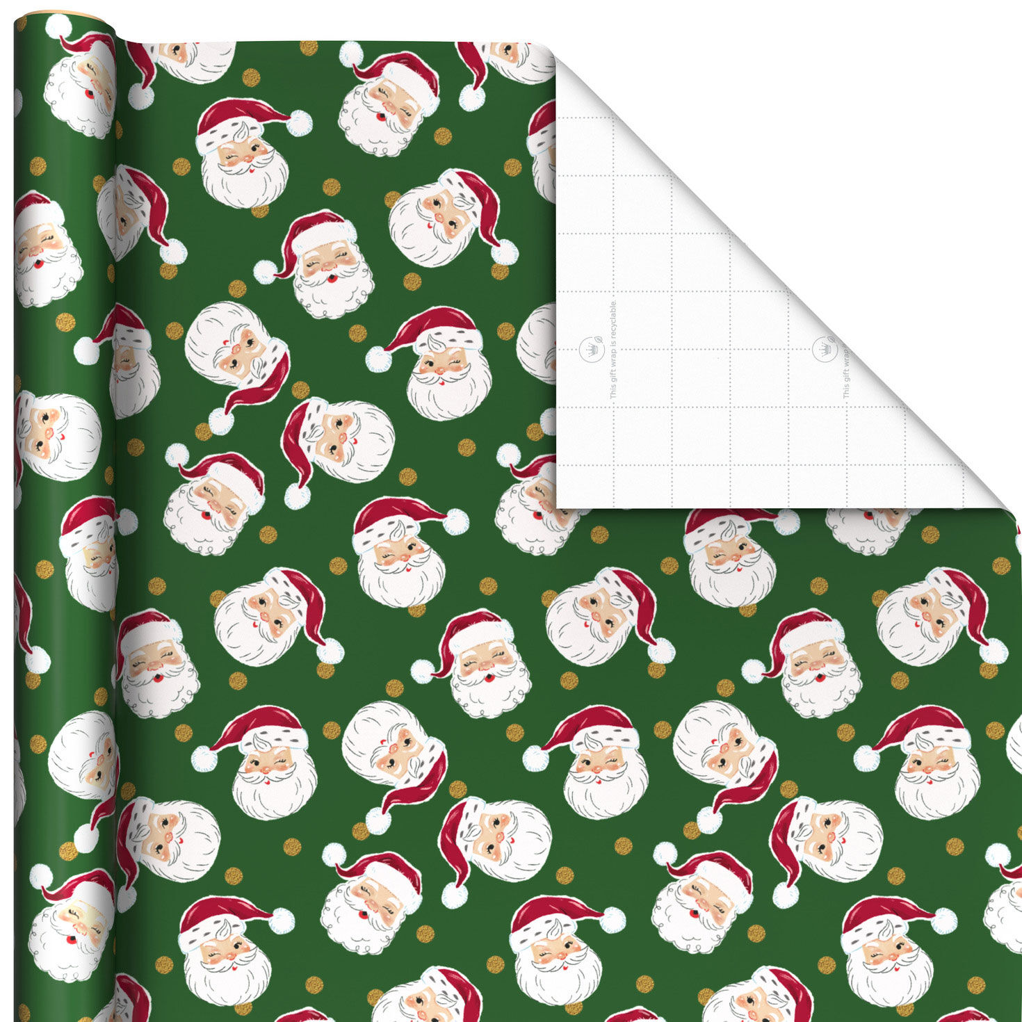 Santa Faces and Red Plaid Gift Wrap Rolls wrap square image number 5
