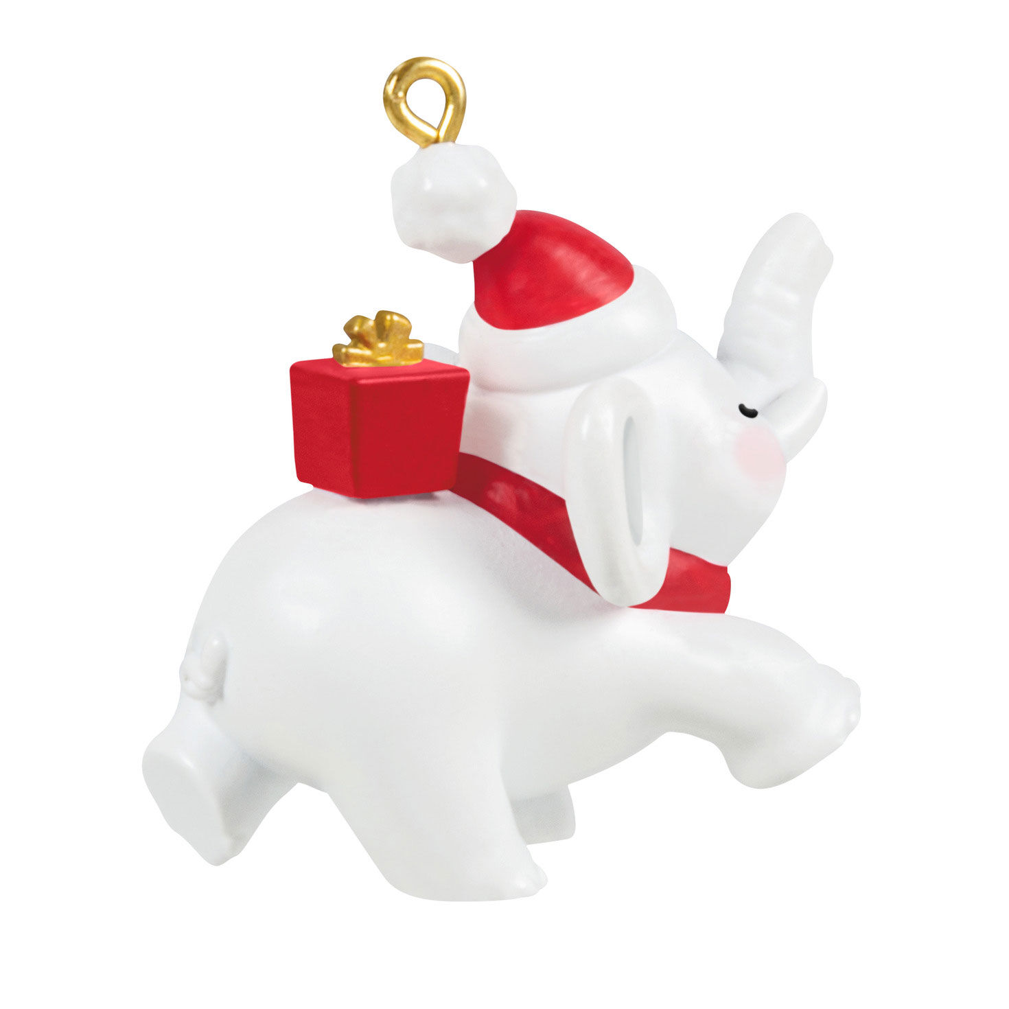 White Elephant in Santa Hat Keepsake Ornament Back image number 6