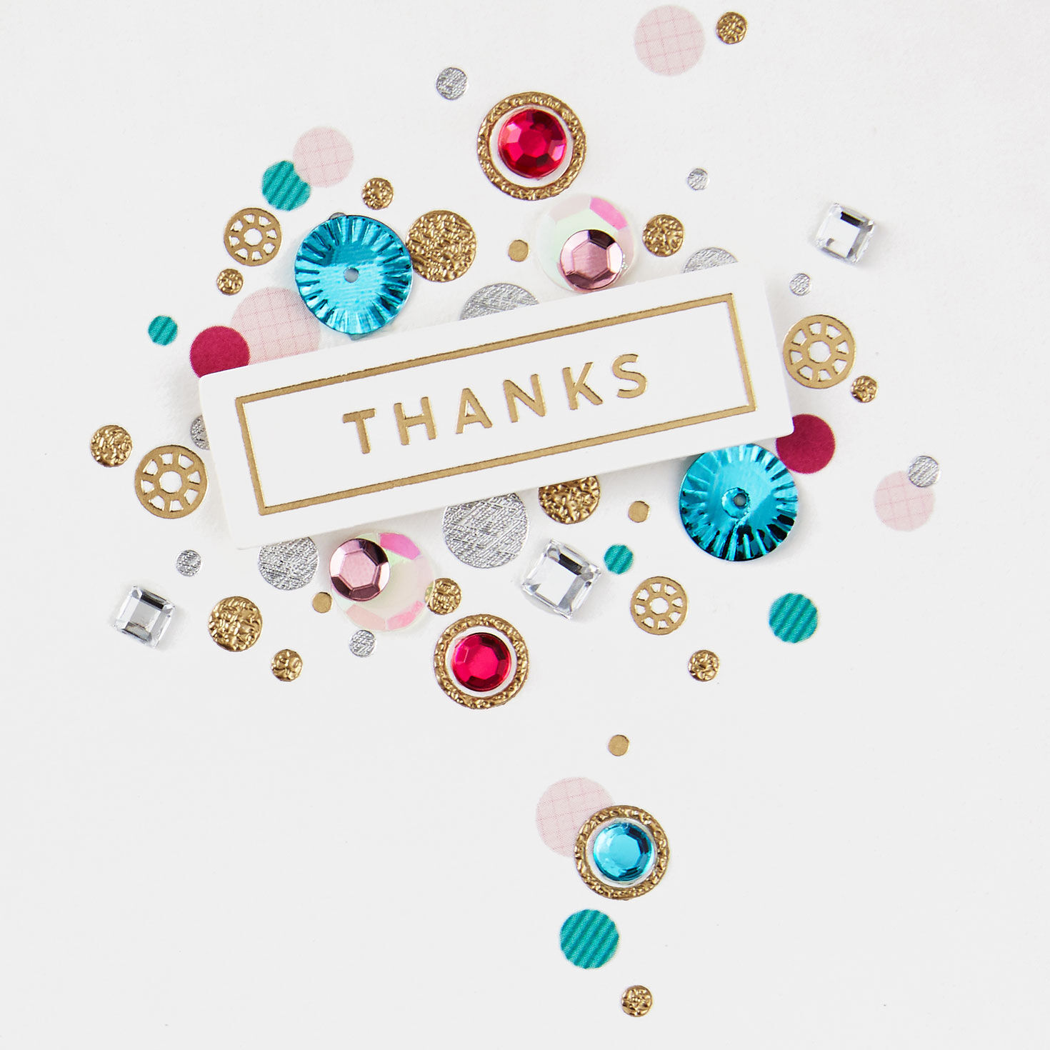 Pink and Teal Gems Thank You Card Card Front Detail image number 4