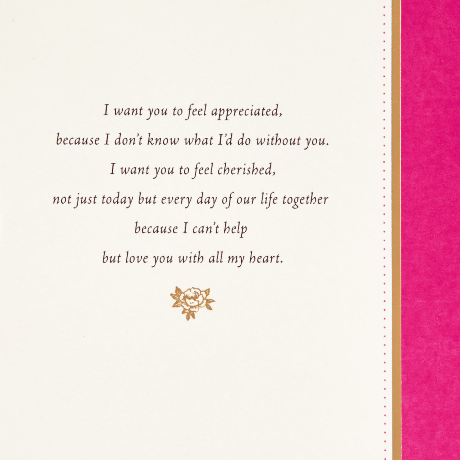 Pink Roses and Gold Stripes Romantic Mother's Day Card sentiment image number 3