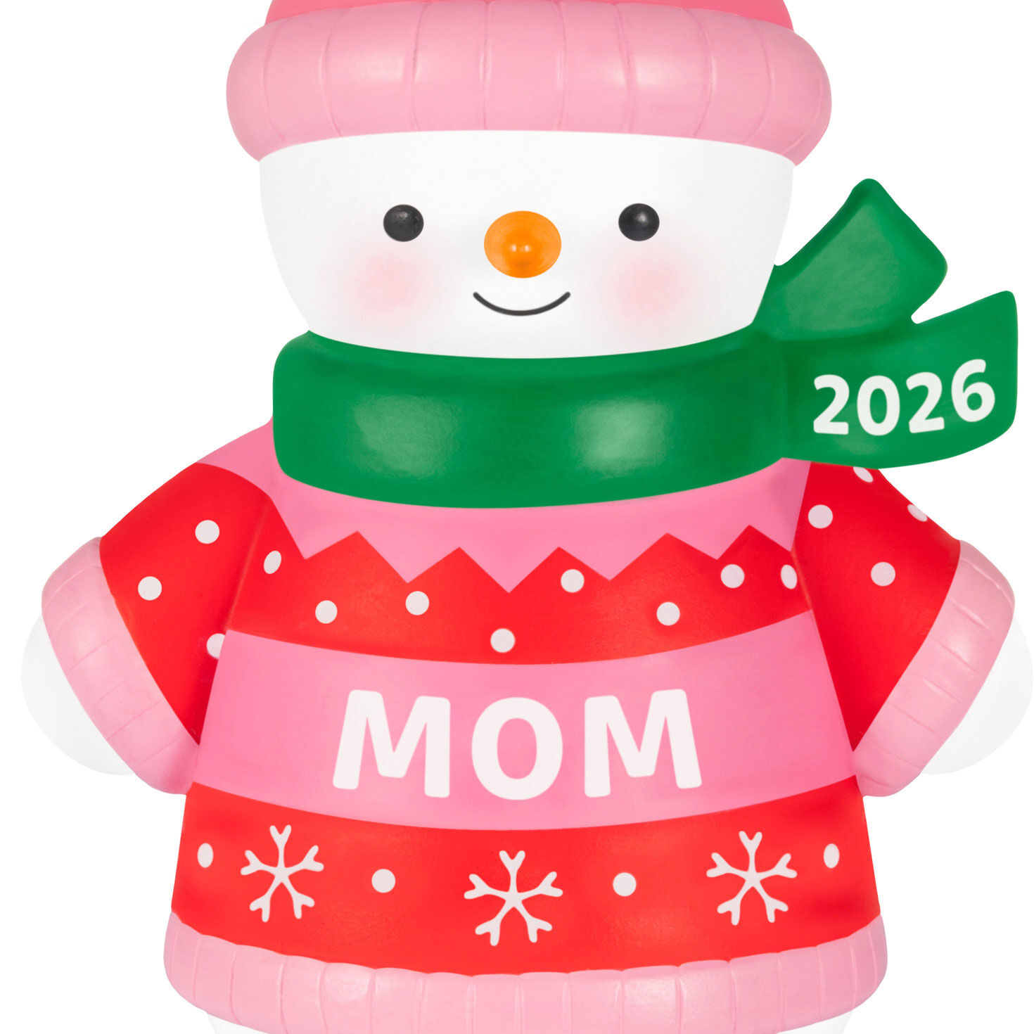 Pink Mom Snowman 2026 Keepsake Ornament upclose view image number 5