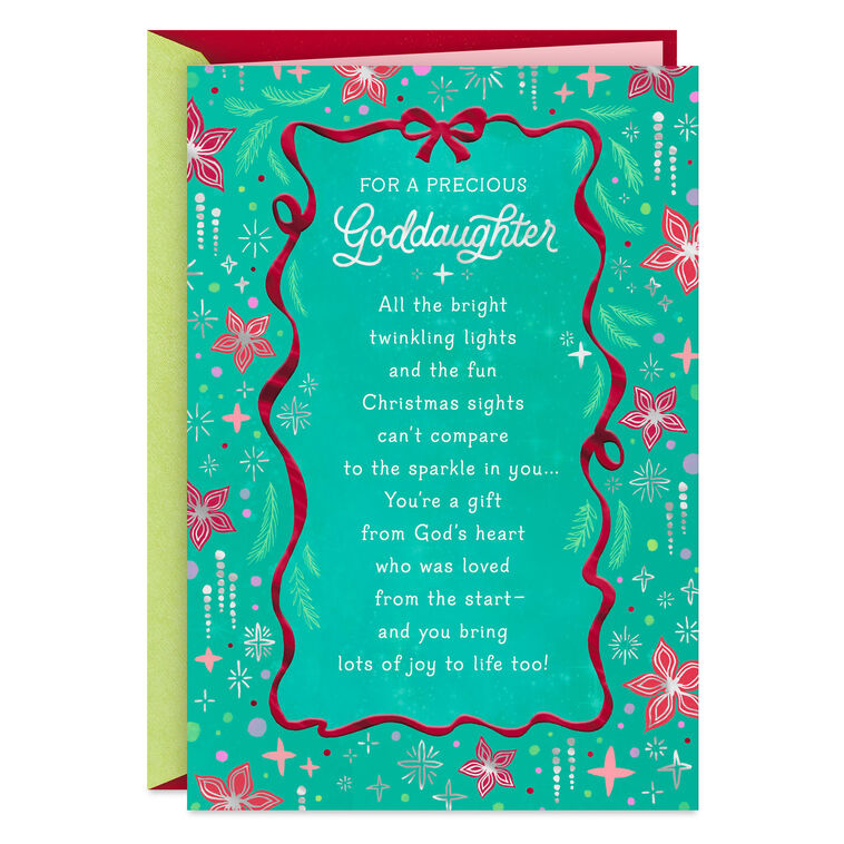 You're a Gift From God Religious Christmas Card for Goddaughter
