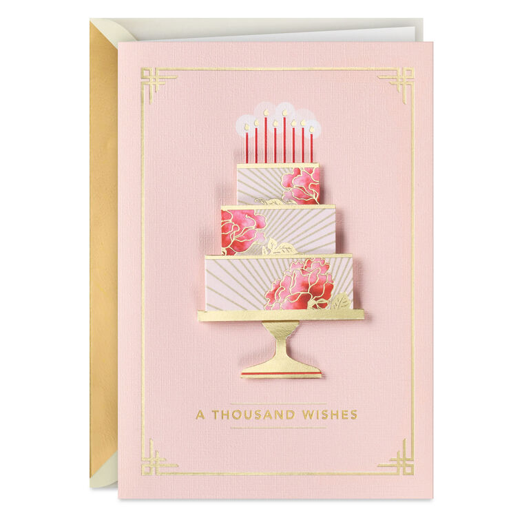A Thousand Wishes Floral Cake Birthday Card