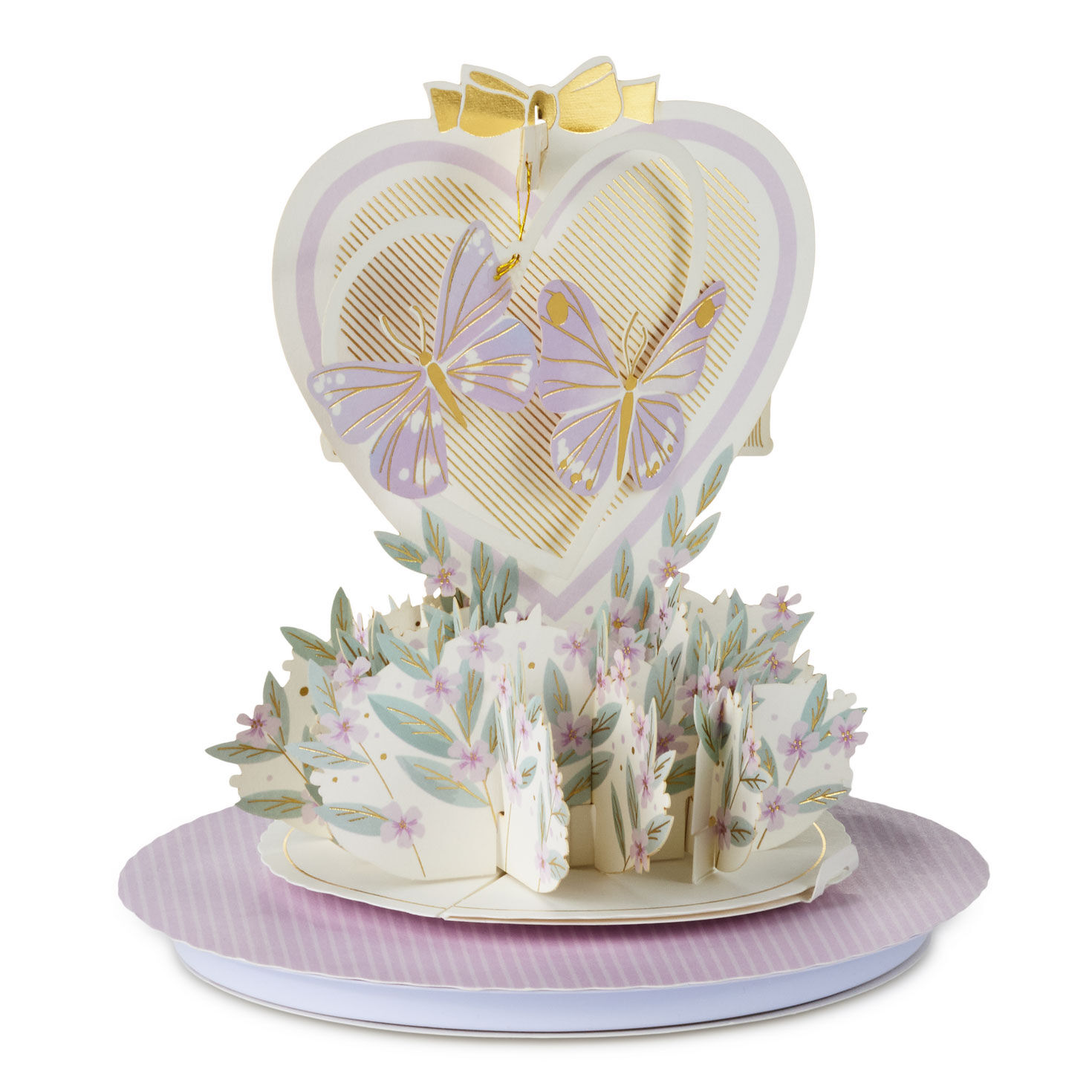Gold Heart and Flowers Love Pop Up Card Back image number 4