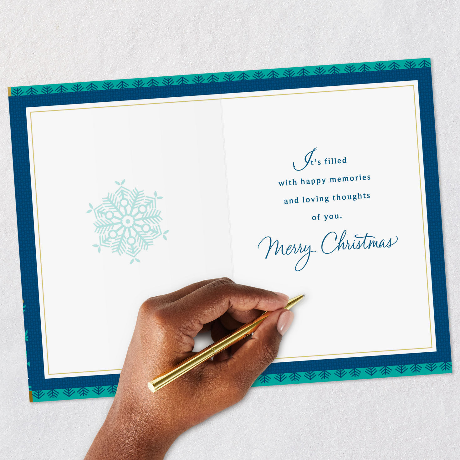 Gold and Blue Snowflakes Adult Grandson Christmas Card Signing card image number 6