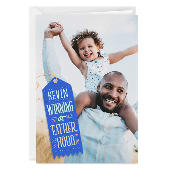 Personalized Winning at Fatherhood Photo Card